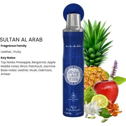Sultan Al Arab Air Freshener by French Arabian Perfume 300ml Authentic Arabic Fragrance Floral Fruity Long-Lasting Ozone-Friendly CFC Free Made in UAE - Maison des fragrances
