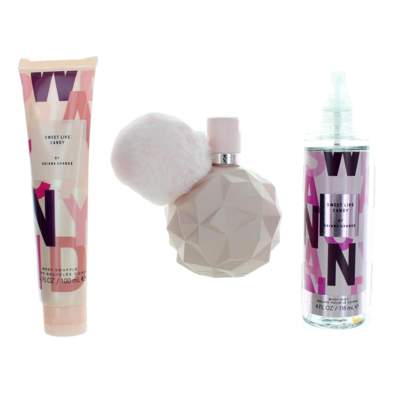 Sweet Like Candy by Ariana Grande for Women 3 Pc Gift Set 3.4oz EDP Spray, 3.4oz Body Souffle, 4oz Body Mist 340 ml - Maison des fragrances