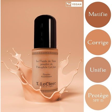 T. LeClerc Powdered Foundation Fluid 05 Matt Amber Beige Vegan Dermatologically Tested - Maison des fragrances