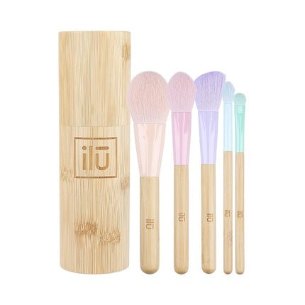 T4B ilu BambooM! Set of 5 Makeup Brushes with Bamboo Tube for Contouring, Blush, Powder, Eyeshadow, and Shading - Environmentally Friendly, Great Gift Idea - Maison des fragrances