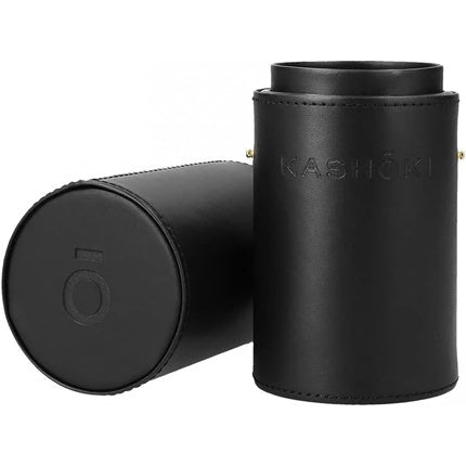T4B KASHOKI Makeup Brush Cylinder Case for Home or Travel - Holds 10 to 18 Cosmetic Brushes - Environmentally Friendly Leather - Black - Maison des fragrances
