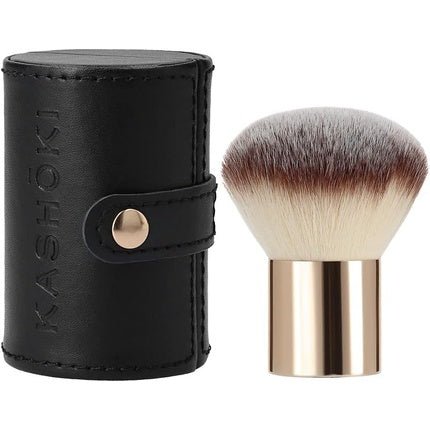TB Tools for Beauty Kasho018 T4B Kashoki 200 Kabuki Brush for Face Gold Pink Makeup Brush with Synthetic Taklon Fibers and Black Comfortable Brush Holder - Maison des fragrances