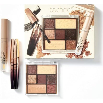 Technic Chocolate Truffle Eye Make Up Gift Set - Lash & Brow Serum, 7 Shade Eyeshadow Palette & Epic Lash Mascara - Vegan and Cruelty Free - Maison des fragrances
