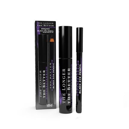 The Longer The Better HyperExtension Black Mascara and Eye Pencil Set Volumizing Lengthening Made in Italy Vegan Cruelty Free - Maison des fragrances