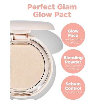 the SAEM Glam Glow Pact Illuminating Pressed Powder for Oily & Combo Skin Matte Finish with Radiant Finish Sebum Control Pore Refining Pact with Natural Luminous Glow 0.3oz - Maison des fragrances