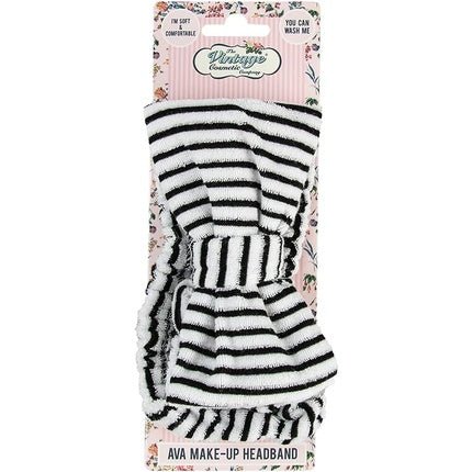 The Vintage Cosmetic Company Ava Makeup Vintage Headband Black Stripe and Bow Design - Maison des fragrances