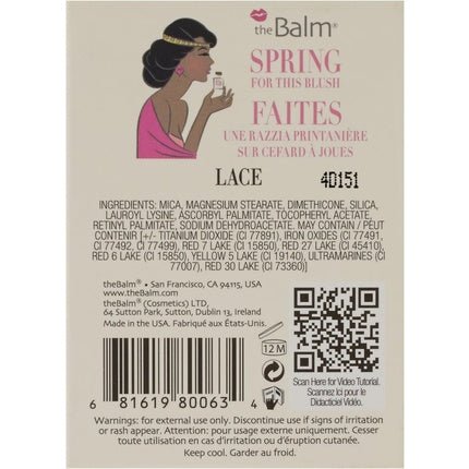 theBalm Instain Blush 6.5g Lace - Maison des fragrances