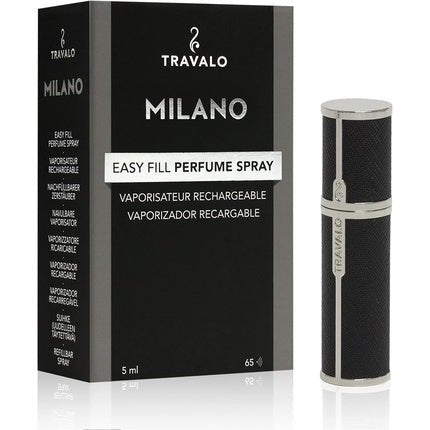 Travalo Milano Perfume Atomizer Travel Refill U-Change System TSA Approved Reusable Airtight Easy Fill Mini Pump Sprayer Lightweight Portable Vegan Leather with Polished Metal Outer Shell Black Fragrance (Fragrance) Mixte 5ml - Maison des fragrances