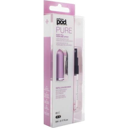 Travalo Pod Pure Perfume Atomizer Genie-S Refillable System Travel TSA Approved Reusable and Airtight Easy-Fill Mini Pump Sprayer Lightweight Clear Body Fun Colorful Lid Perfect Pink 0.17oz - Maison des fragrances