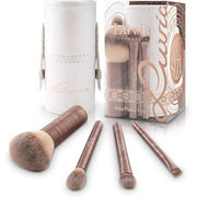 Travel Brush Set Mini Prime Vegan Brush Set for Travel 4 Beauty Makeup Brushes with Travel Brush Case - Maison des fragrances