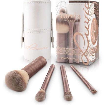 Travel Brush Set Mini Prime Vegan Brush Set for Travel 4 Beauty Makeup Brushes with Travel Brush Case - Maison des fragrances