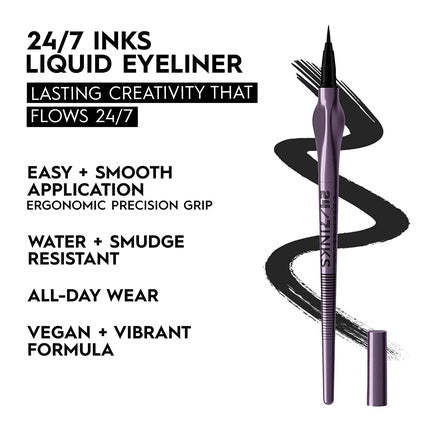 Urban Decay 24/7 Inks Liquid Eyeliner Pen Water - Resistant Smudge - Resistant Vegan Formula Precision Tip with Ergonomic Grip Zero Matte Black - Maison des fragrances