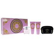 Versace Bright Crystal Women 3oz EDT Spray, 3.4oz Shower Gel, 3.4oz Body Lotion, Bag - Maison des fragrances