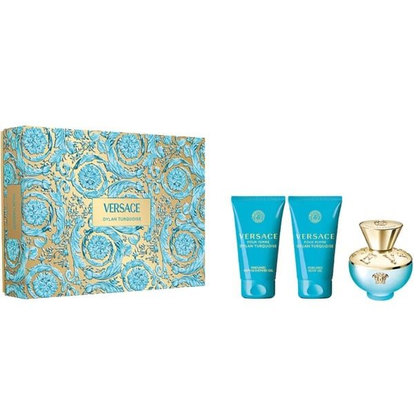 Versace Dylan Turquoise Set With Shower Gel And Body Lotion Coffret (Coffret) Femme 50ml - Maison des fragrances