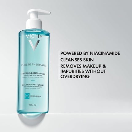Vichy Pureté Thermale Fresh Cleansing Gel with Glycerin Gentle Gel Cleanser & Makeup Remover 13.5 Fl Oz - Maison des fragrances