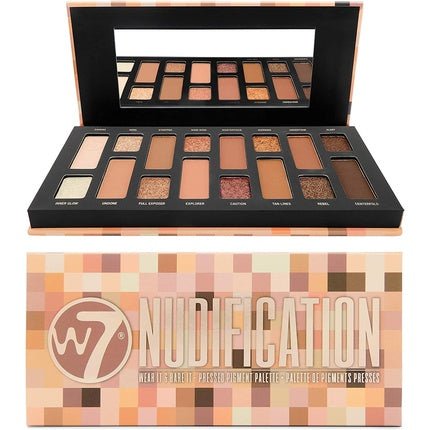 W7 Nudification Pressed Pigment Palette 16 High Impact Nude Colors Flawless Long - Lasting Glam Makeup - Maison des fragrances