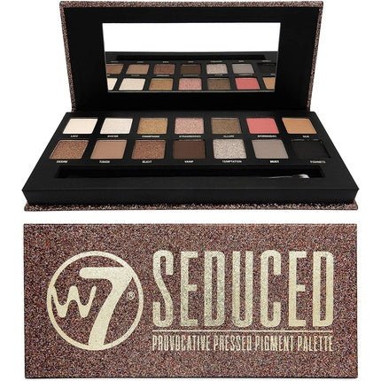 W7 Seduced Pressed Pigment Palette Makeup Cream Mattes and Metallic Shimmers Delicate Nudes Golds Pinks and Smokes - Cruelty Free Vegan Makeup for Women - Maison des fragrances