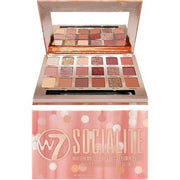 W7 Socialite Pressed Pigment Palette 18 Pink Nude Colors Flawless Long - Lasting Glam Makeup - Maison des fragrances