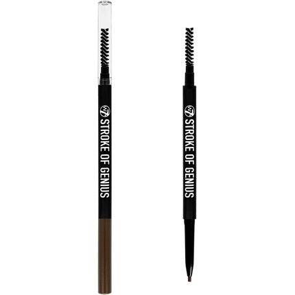 W7 Stroke of Genius Eyebrow Pencil Dual Ended Mechanical Brow Pencil with Spoolie Brush Dark Brown - Maison des fragrances