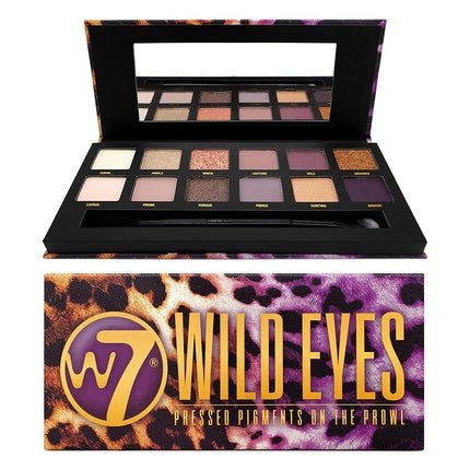 W7 Wild Eyes Pressed Pigment Palette Creamy Mattes Shimmers Glitters Soft Purples Nudes Pinks and Golds Vegan and Cruelty - Free Cosmetics - Maison des fragrances