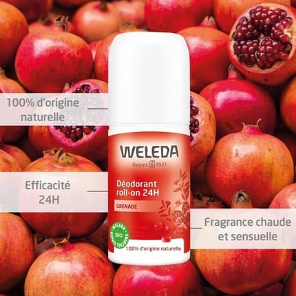 Weleda Pomegranate Deodorant Roll-On 24h - Pack of 2 Déodorant (Déo) Mixte 50ml - Maison des fragrances