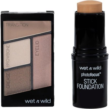 Wet n Wild All About Beauty Set with Photo Focus Stick Foundation in Soft Beige Shade & Color Icon Eyeshadow Quad Set - Maison des fragrances