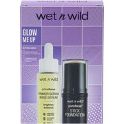 Wet n Wild Glow Me Up Set Brightening Face Primer Serum & Photo Focus Stick Foundation Soft Beige Shade Radiance Boost Intense Moisture - Maison des fragrances