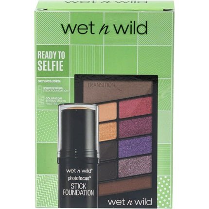 Wet n Wild Ready to Selfie Set with Photo Focus Stick Foundation in Soft Beige Shade & Color Icon 10 Pan Eyeshadow Palette - Long - Lasting Face Make - up with Intense Moisture - Maison des fragrances