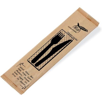 Wooden Cutlery Set Knife, Fork and Napkin - Ideal for Events - Maison des fragrances