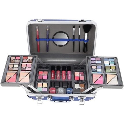 ZMILE COSMETICS Traveller Blue Cosmetic Case Vegan Cosmetics with Make - Up Set for On the Go Traveling and as a Gift - Maison des fragrances